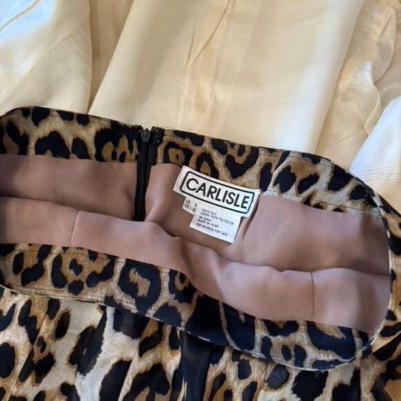 Carlisle Silk Suit Set skirt jacket 2 two pieces animal print cream pristine - Picture 6 of 16